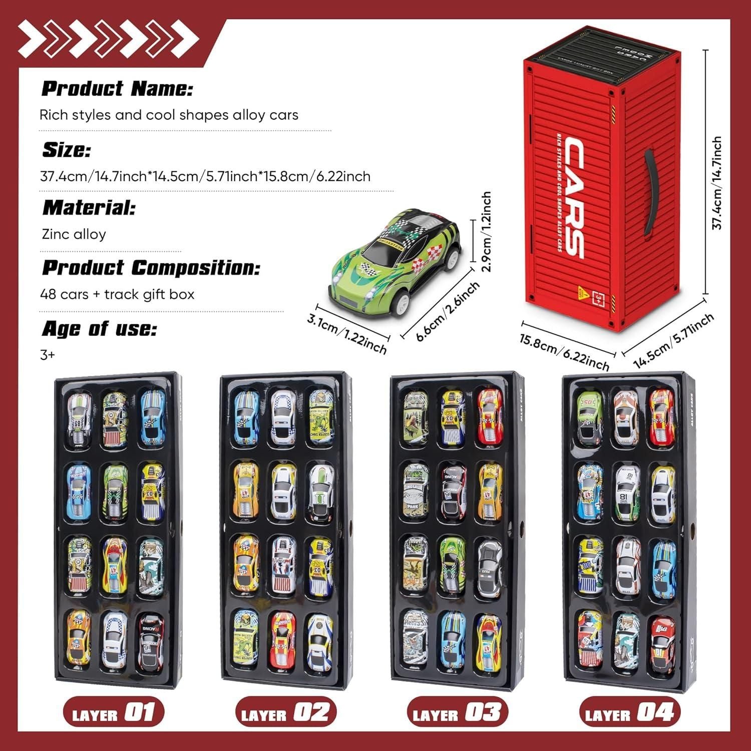PLAYLOOP™ 48 Pcs Die Cast Pull Back Cars